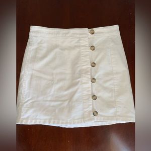 Forever21 Small white/cream velvet mini skirt with buttons up the front